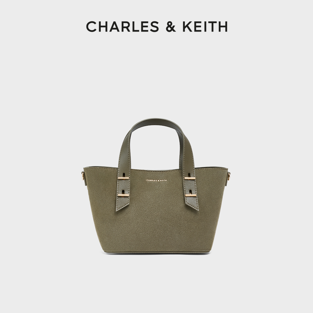 CHARLES&KEITH复古绒面托特包
