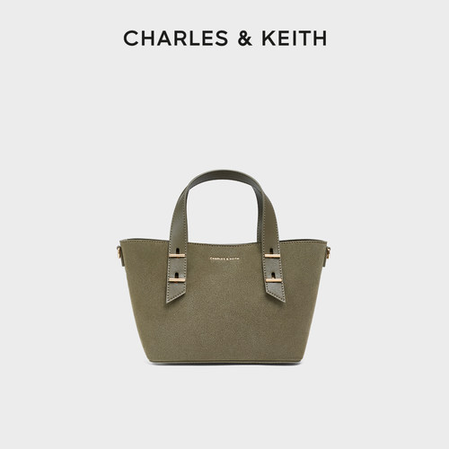 CHARLES&KEITH复古绒面托特包