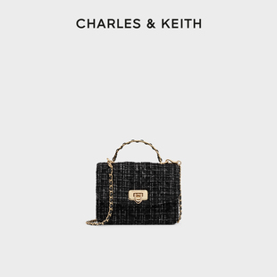 CHARLES&KEITH25秋季 50701608菱格鏈條手提斜挎包小方包 CK2 新品