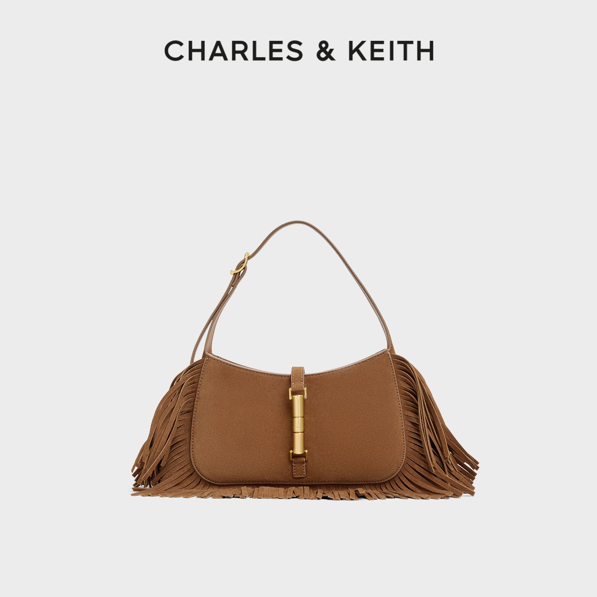 复古绒面流苏包CHARLES&KEITH