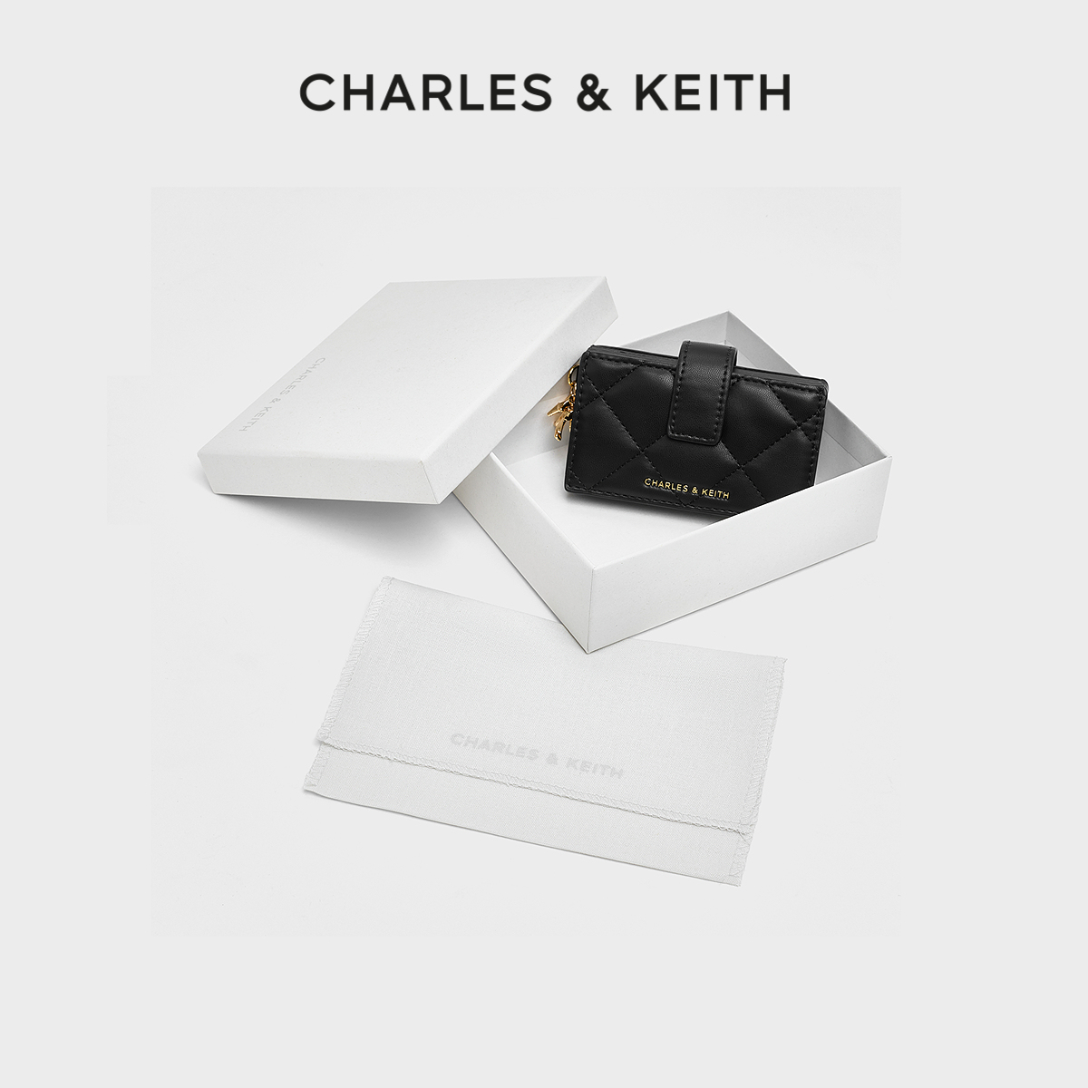 CHARLES&KEITH复古菱格短款卡包