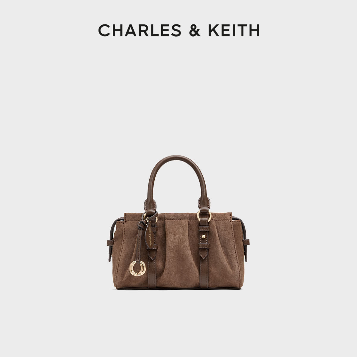 CHARLES&KEITH复古绒面波士顿包