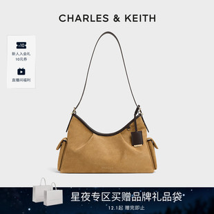 20782668 CHARLES&KEITH秋冬CK2 1仿麂皮双口袋腋下包 新年礼物