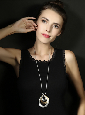 大气欧美风几何毛衣链厂价直销