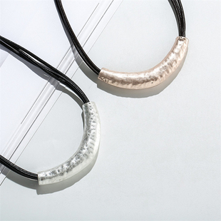 欧美短款项链复古民族风多层皮绳弯管时尚百搭简约大气锁骨链颈链