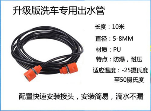 洗车专用PU高压管长度可定制柔韧防爆耐压二分快接奶嘴接四分快接 - 封面