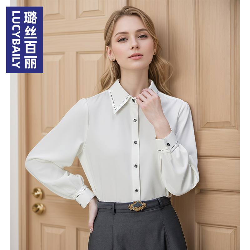 长袖雪纺衬衫女2025新款职业休闲衬衣时尚气质职业通勤商务上衣