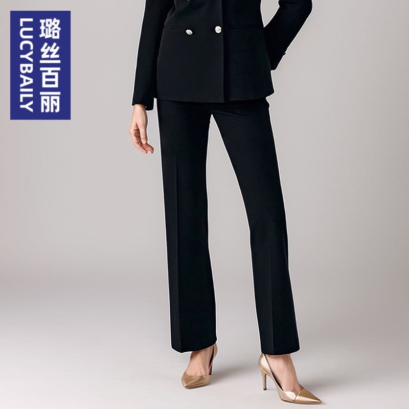 黑色微喇西裤女高腰显瘦垂感阔腿西装裤时尚百搭工装裤子