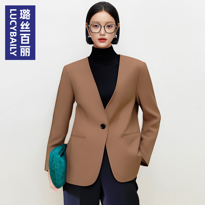 西装外套女2025新款通勤气质V领一粒扣西服上衣职业商务面试正装
