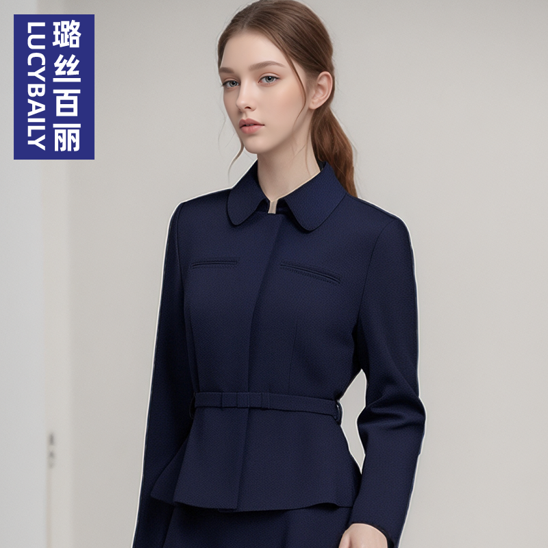2025季新款套装时尚女职业通勤翻领藏青色正装西装西服面试高级感