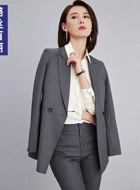 璐丝百丽灰色西装外套女春季新款职业正装气质时尚休闲ol西服上衣