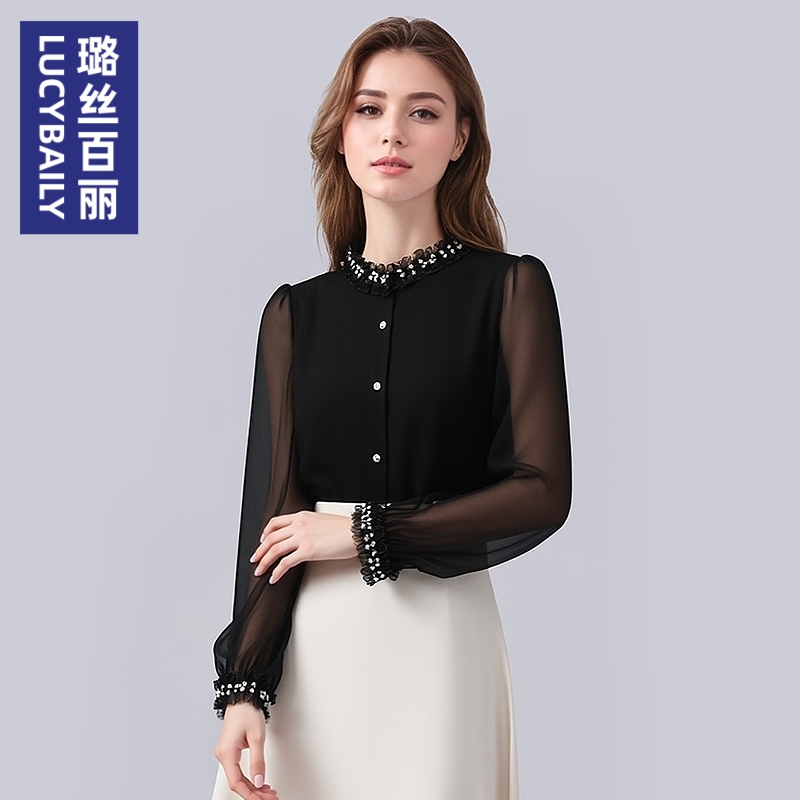 时尚长袖衬衫女高级感小众气质百搭衬衣2025新款法式轻奢通勤上衣