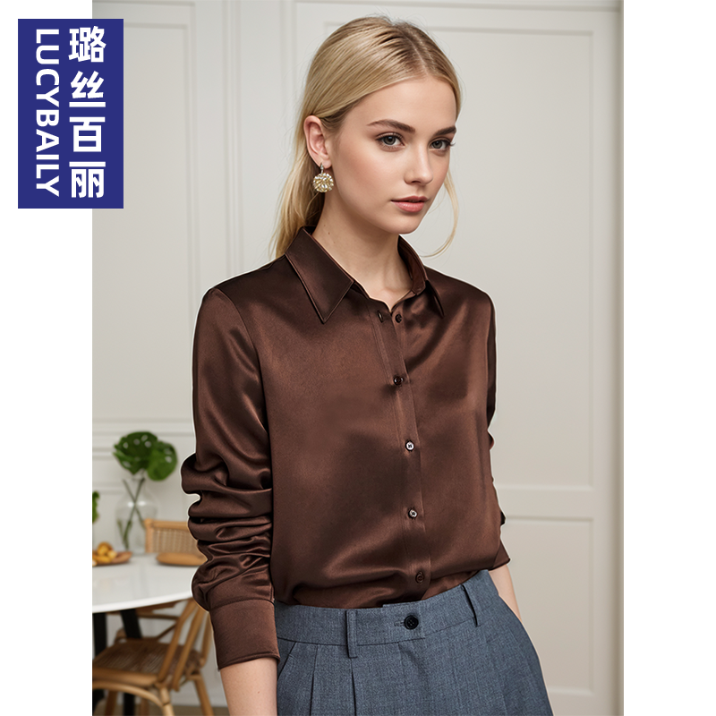 2025新款上衣女春秋款长袖T恤衬衫上衣长袖百搭时尚气质职业通勤