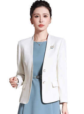 职业长袖米杏色正装西装外套女