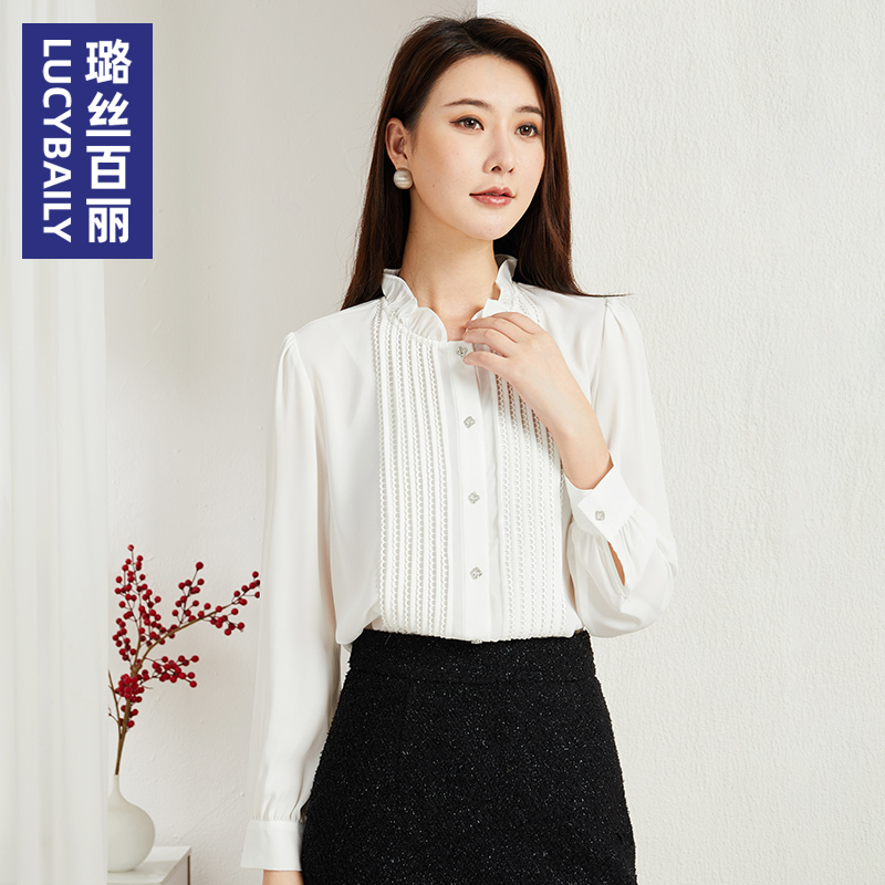 设计感荷叶领气质通勤衬衫女