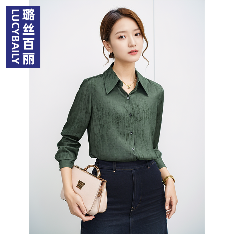 2025新款气质长袖雪纺衬衫女上衣衬衣职业通勤春秋时尚高级感翻领