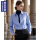 轻奢高级感上衣法式 加绒春秋新款 气质衬衣 女蓝白条纹长袖 纯棉衬衫
