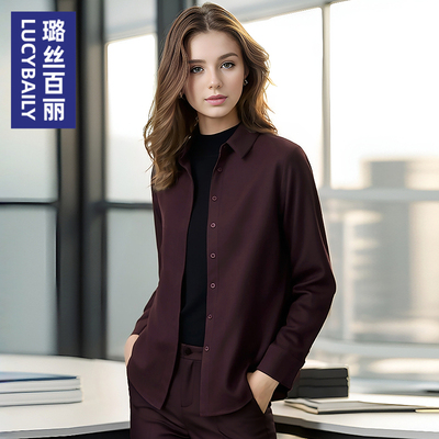 磨毛高级感长袖衬衫女士小众设计感宽松2025新款春秋气质百搭上衣