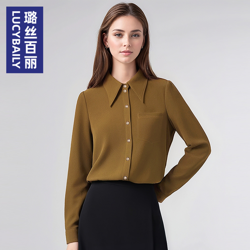 璐丝百丽磨毛保暖长袖衬衫女时尚洋气2025新款休闲显瘦通勤百搭