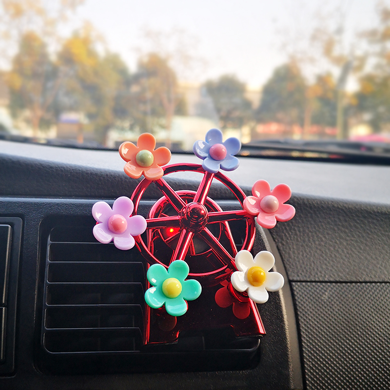 摩天轮车载香水汽车空调出风口香薰夹车用香水座韩国ins花朵饰品
