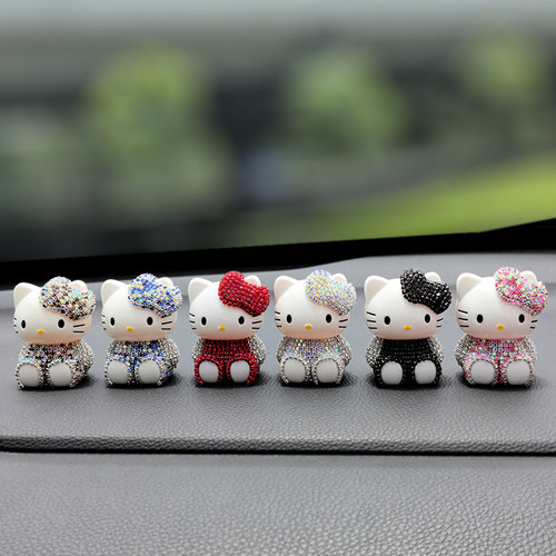 卡通镶钻KT中控台屏幕车载可爱车内装饰公仔汽车摆件饰品镶钻用品