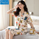 套装 宽松舒适七分裤 纯棉女士睡衣日系风家居服卡通涂鸦薄款 夏季