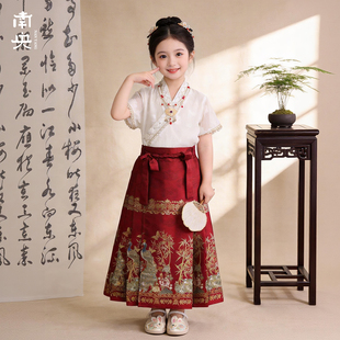 女孩超仙古装明制汉服女童马面裙夏季薄款儿童新中式套装国风唐装