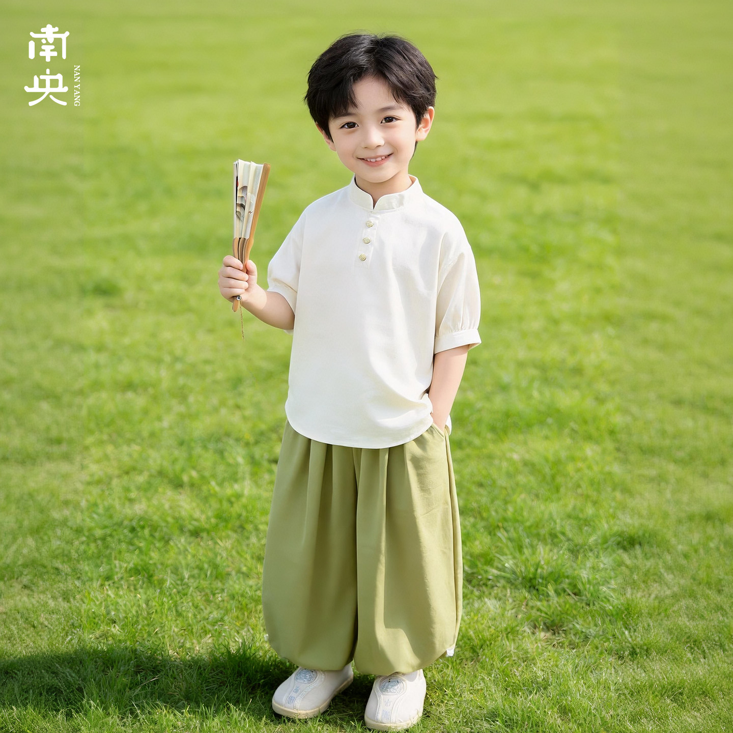 日常汉服男童短袖套装儿童古装图片