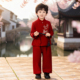 春秋季 套装 长袖 西服儿童唐装 红色表演服 新中式 汉服新款 男童西装