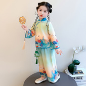 小女孩古风日常可穿宝宝唐装 春秋季 儿童中国风 女童汉服套装 新中式