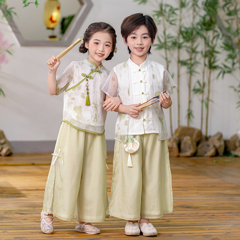 汉服男童新中式女童唐装夏季高端图片