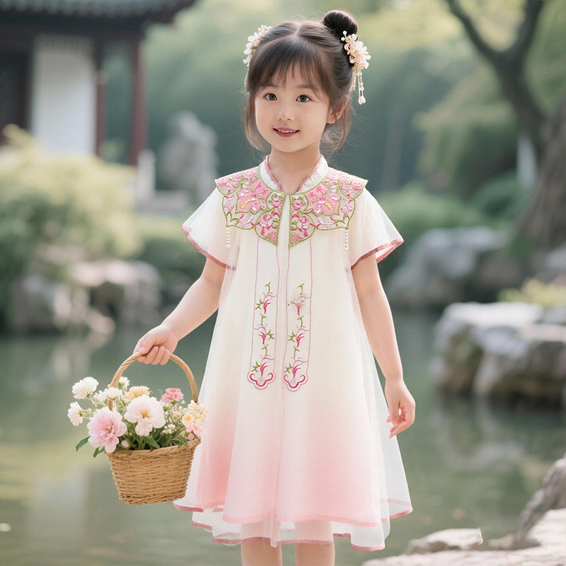 旗袍女童汉服2025新款夏季薄款