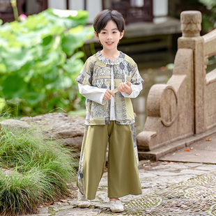 国风男童汉服2025新款春秋男孩古装新中式宝宝唐装儿童演出幼儿园