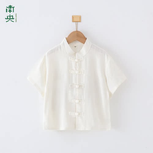 中国风改良汉服男童白色上衣内搭