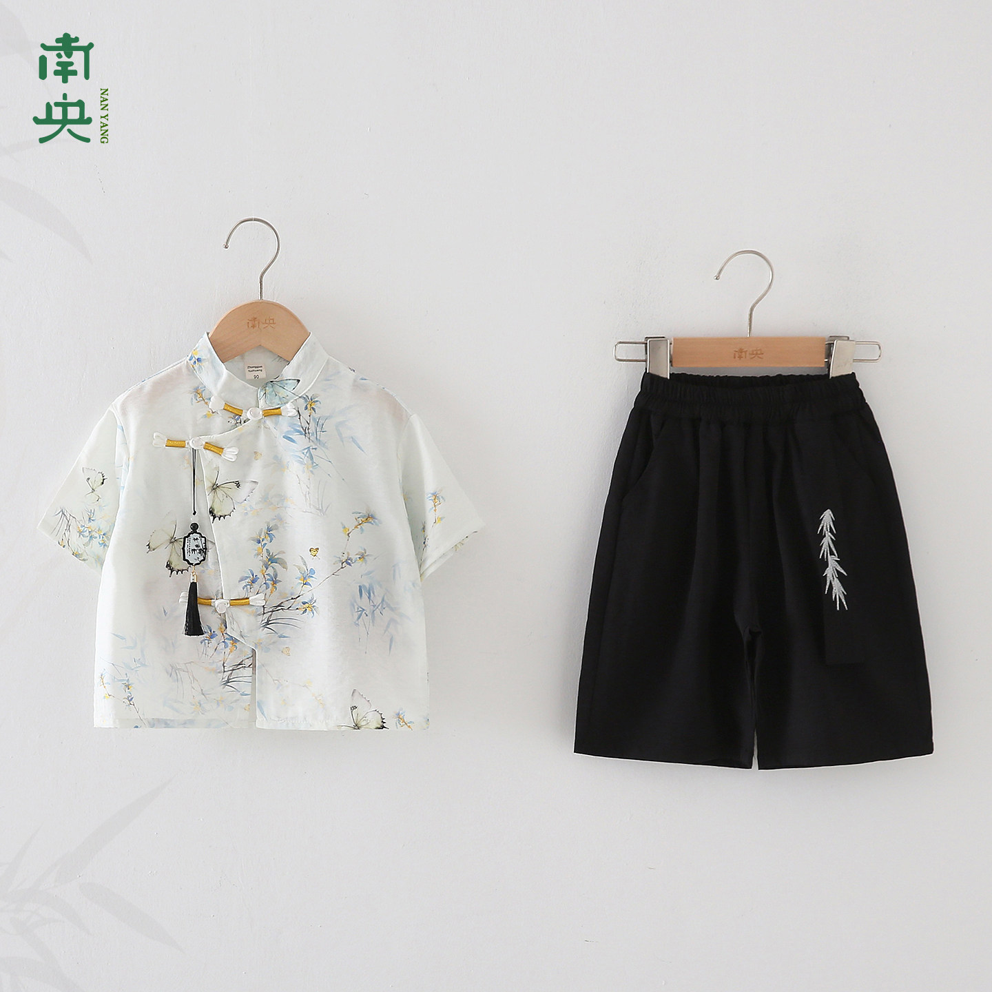 南央国风小少爷汉服男童新中式套装夏季薄款儿童唐装短袖男孩古装