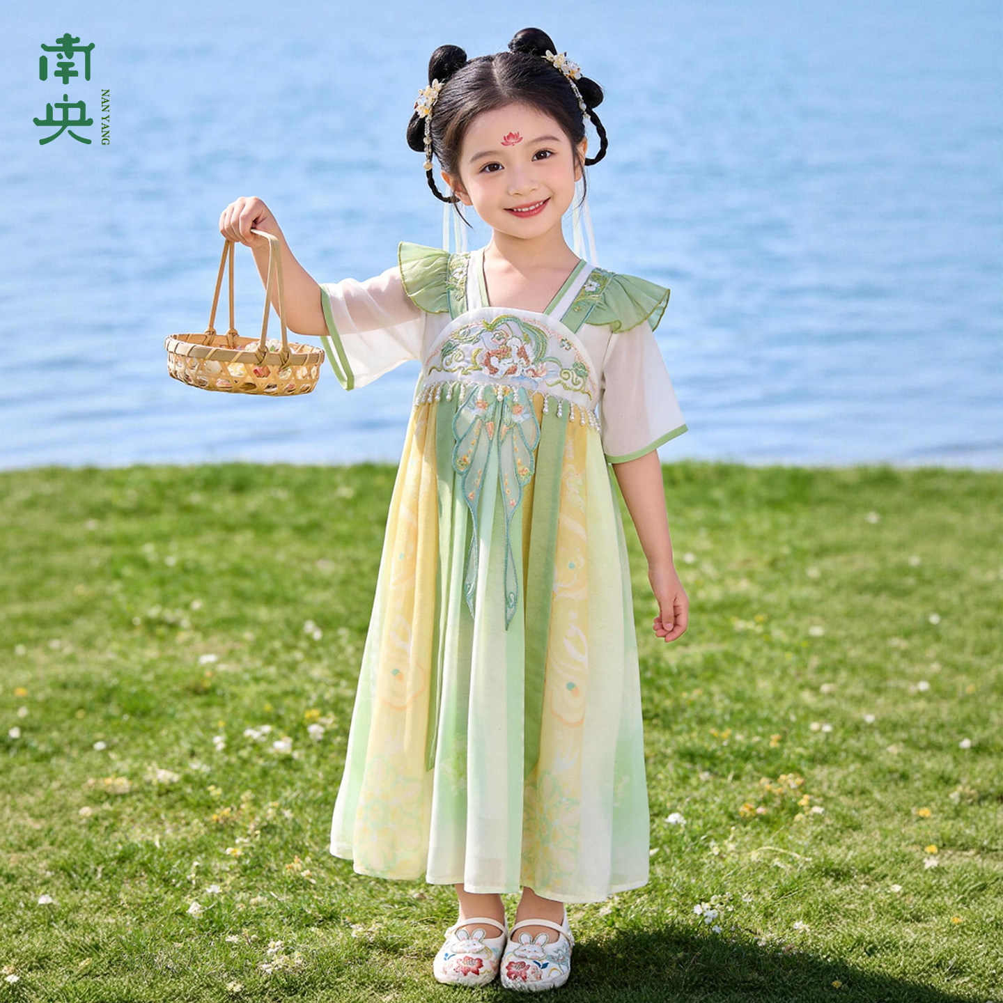 南央唐制汉服女童襦裙夏季宝宝短袖古风超仙连衣裙儿童中国风裙子