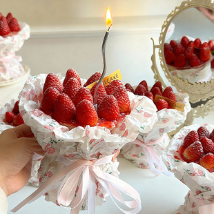 圣诞节蛋糕装 蜡烛 饰碎花花束蛋糕雪梨纸网红一次性碗杯子甜品包装