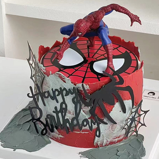 蜘蛛侠蛋糕装 扮插牌 饰摆件小男孩生日蛋糕插件一周岁宝宝烘焙装