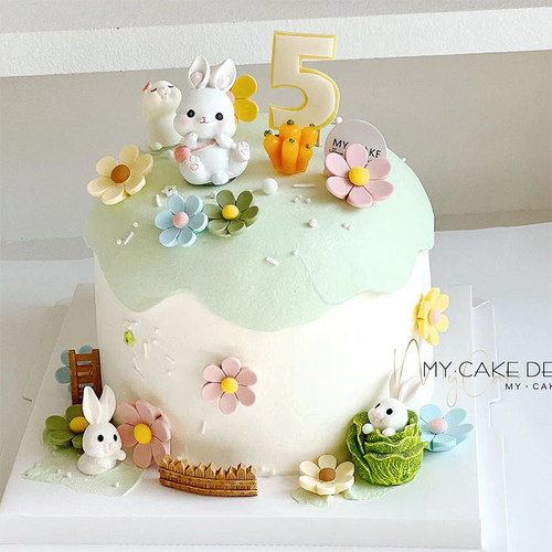 网红可爱儿童森系兔宝宝蛋糕装饰