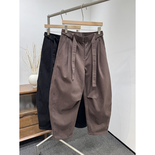 男潮牌巧克力咖宽松直筒阔腿加厚长裤 加绒休闲弯刀裤 新款 2025冬季