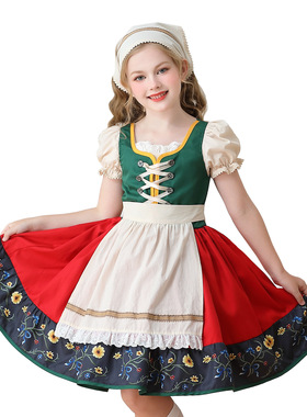 巴伐利亚儿童服装欧洲田园女童农场德国慕尼黑啤酒节Dirndl连衣裙