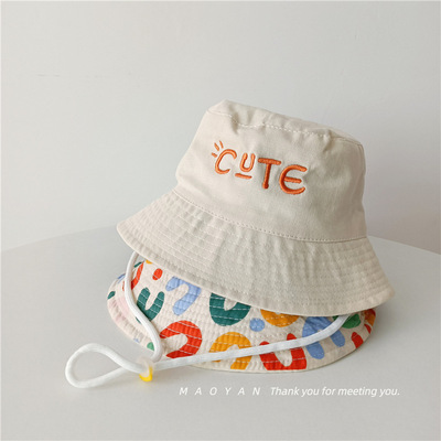 儿童渔夫帽防晒帽春夏婴儿男女童遮阳太阳帽平顶盆帽宝宝春季帽子