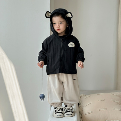 点兮2025秋季新款婴幼儿韩版套装男宝连帽外套打底衫针织裤