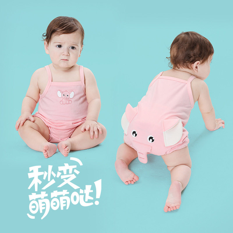 夏季新款婴幼儿宝宝连体造型哈衣大象造型包屁连体三角哈衣爬服