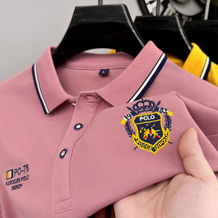 T恤翻领高端双刺绣POLO衫 夏季 男士 长袖 上衣体恤 外穿单纯棉爸爸装