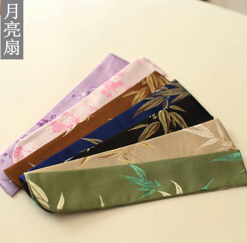 【外贸扇套】中国风扇子配件 折扇扇套 双层扇袋 真丝扇套 竹叶图