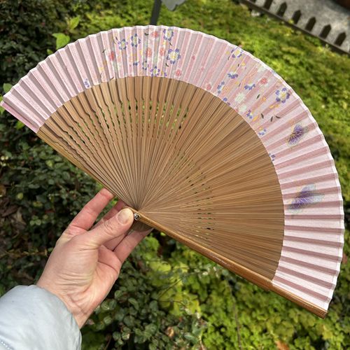 粉色6寸女扇日用旗袍折扇