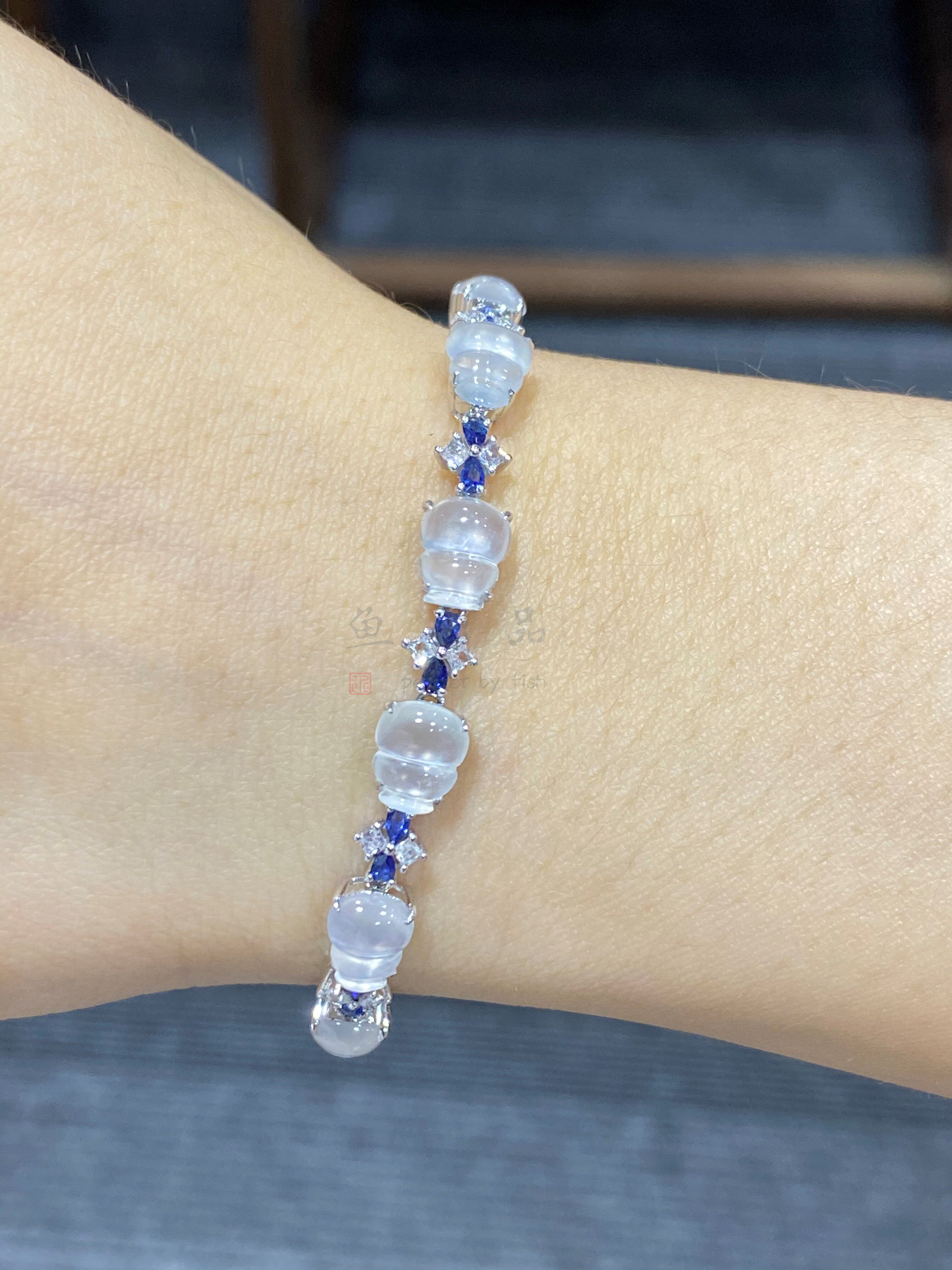 小河玉器翡翠a货玻璃种葫芦手链(客订出货)