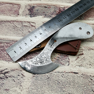 直刀片大马士革钢刀胚半成品DIY手工刀坯花纹钢水果刀香刀刀片