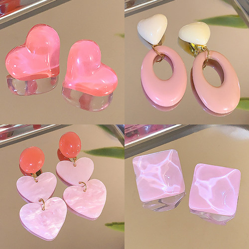 超仙蓝色水波纹耳环女2024